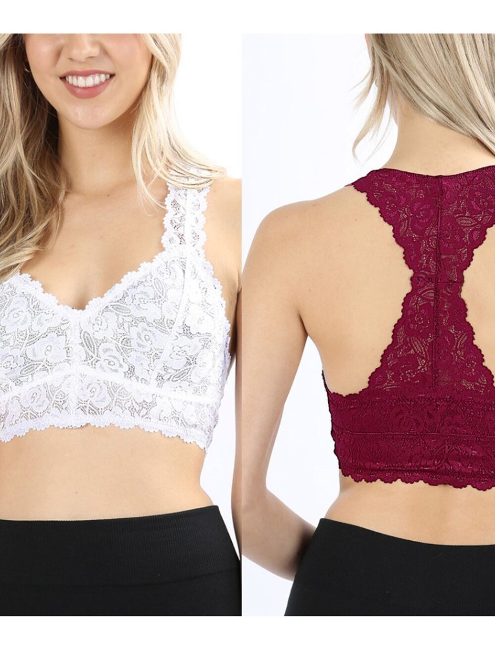 Racer Back Stretch Lace Bralette - Picture 2 of 5